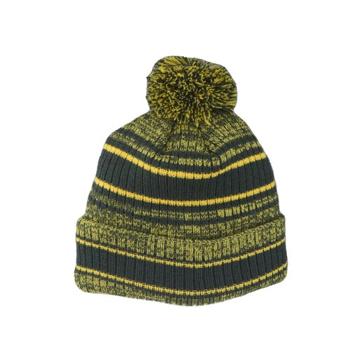 Hat - Knit Dark Gray and Yellow Stripes