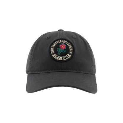 Hat - Iowa Heartlanders Hockey Est.2021 Black with Round Wild Rose Strapback